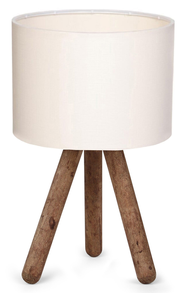 SELSEY Lampa stołowa Fiestvier kremowy klosz/drewno bukowe