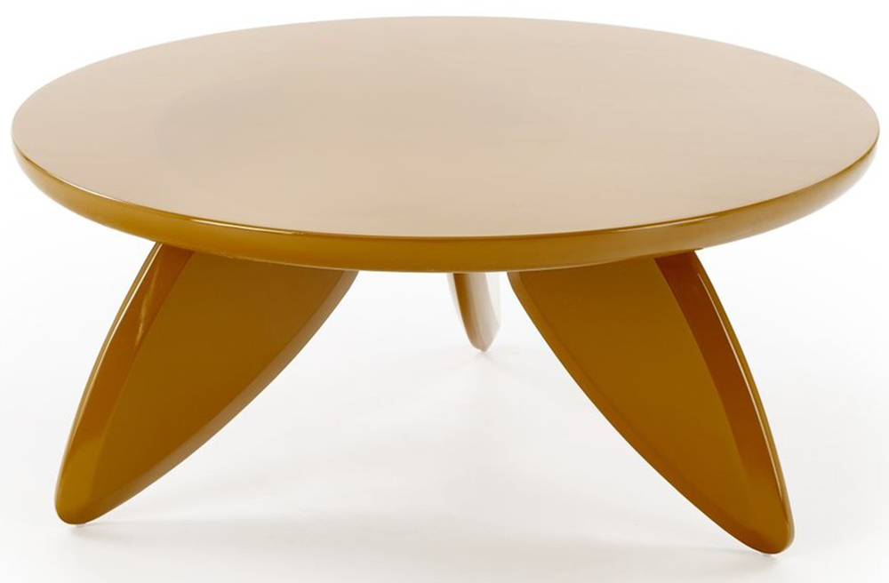 SELSEY Stolik kawowy Soraya okrągły 80 cm musztardowy lakierowany