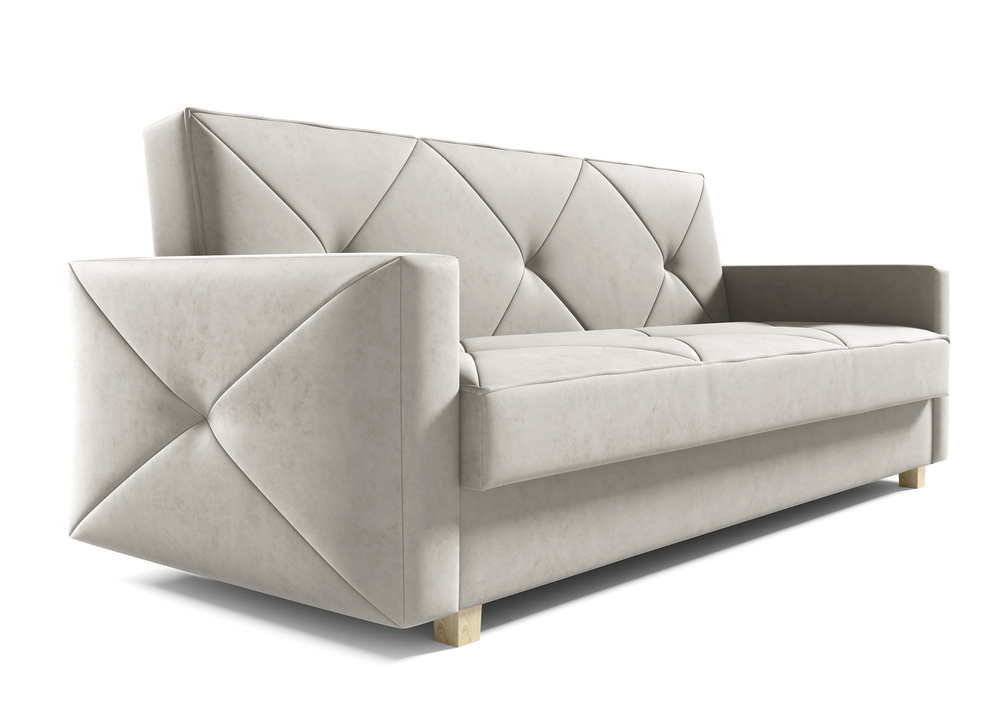 SELSEY Wersalka trzyosobowa Sobelo jasnobeżowa z pojemnikiem welur łatwoczyszczący