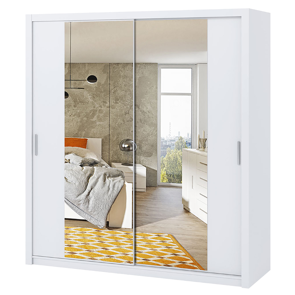 SELSEY Szafa Rinker 200 cm z lustrem Biały