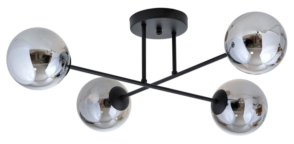 SELSEY Lampa sufitowa Croisess czarna z grafitowymi kloszami x4