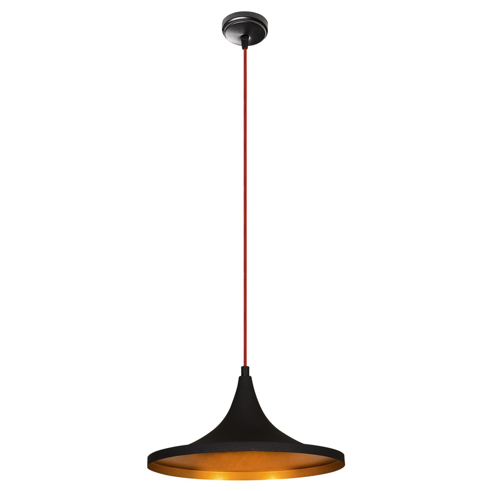 SELSEY Lampa sufitowa Palmares kapelusz średnica 35 cm z czerwonym kablem