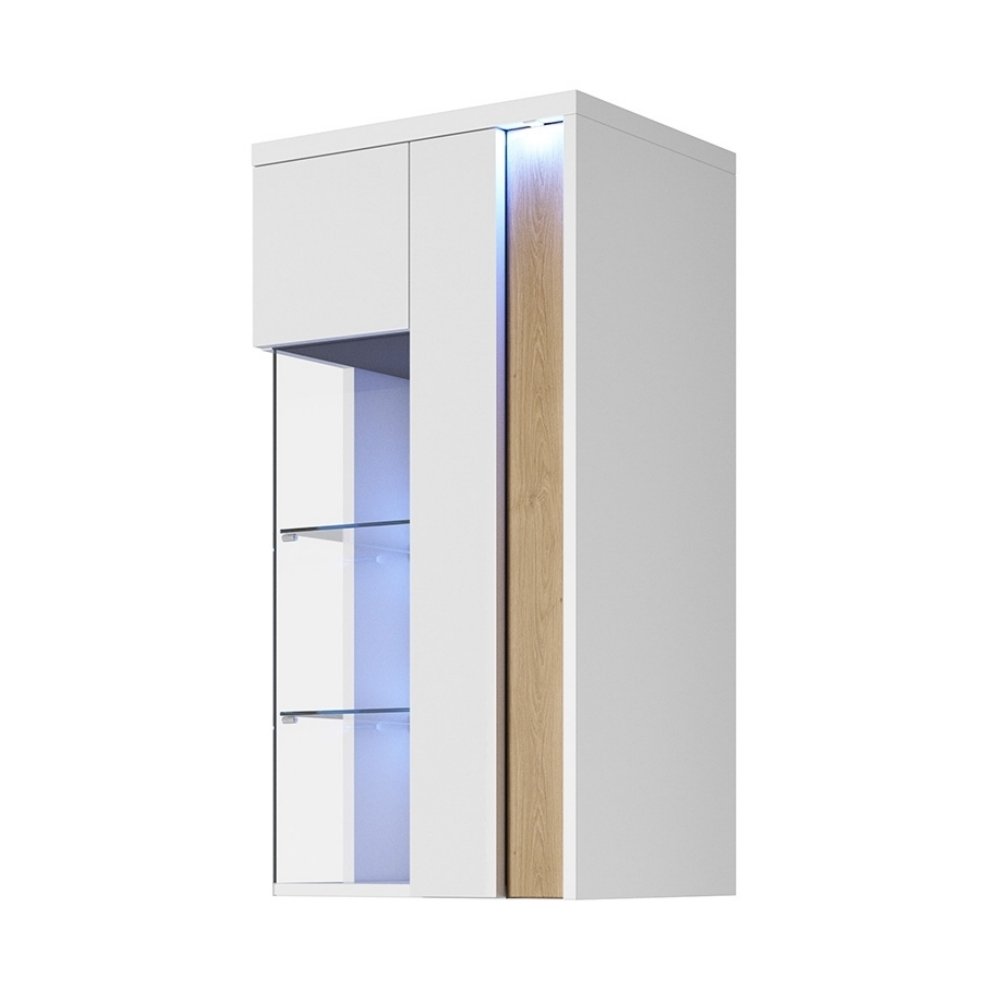 SELSEY Witryna wisząca Mudien z drewnianą wstawką 50 cm lewostronna