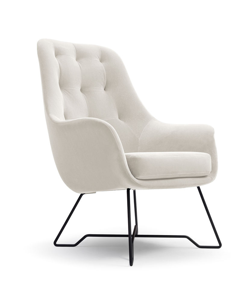 SELSEY Fotel kubełkowy Meknes kremowy velvet łatwoczyszczący