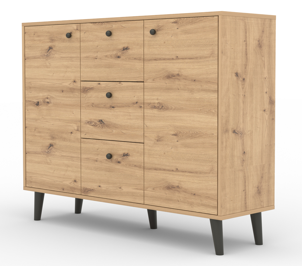 SELSEY Komoda dwudrzwiowa Tallanzi 120 cm dąb artisan z czarnymi nóżkami