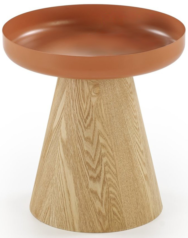 SELSEY Stolik kawowy Gina okrągły 40 cm cynamonowy/ dąb naturalny