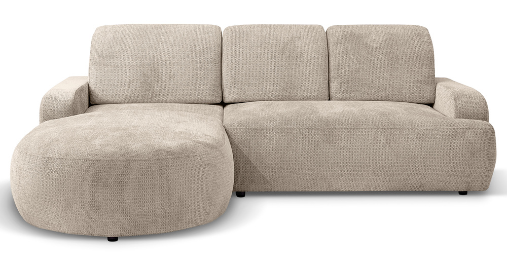 SELSEY Narożnik z funkcją spania Parma L-kształtny lewostronny z pojemnikiem jasnobeżowy plecionka hydrofobowa