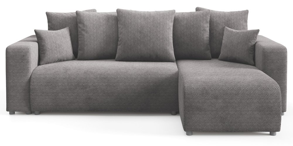 SELSEY Narożnik z funkcją spania Laria L-kształtny uniwersalny z pojemnikiem szary szenil hydrofobowy