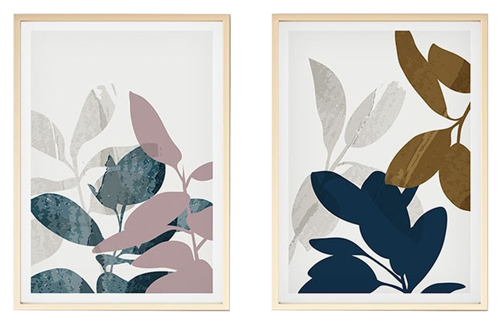SELSEY Zestaw dwóch obrazów Bodenass 50x35 cm liście drzew