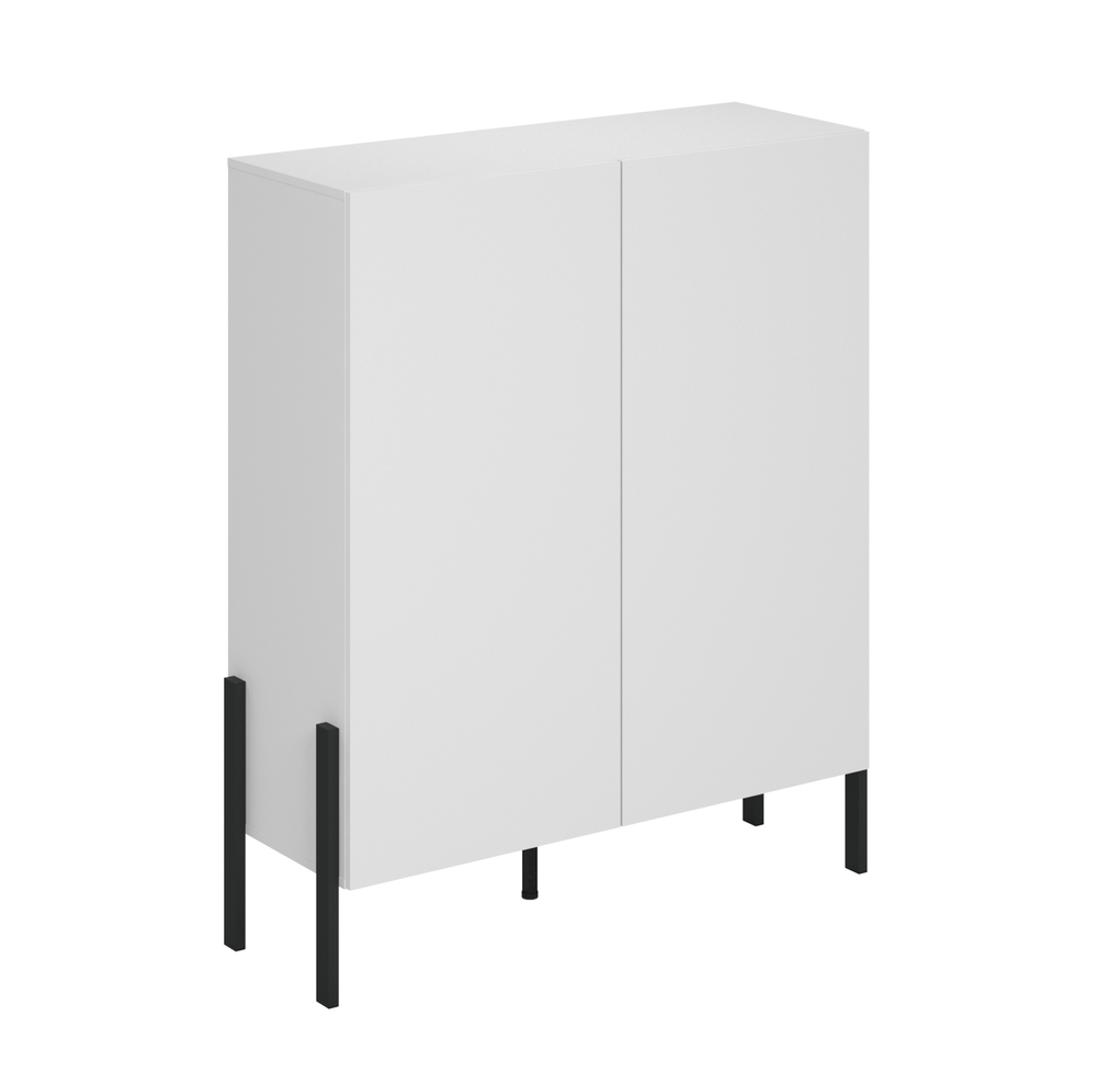 SELSEY Komoda wysoka Jukon dwudrzwiowa 114 cm Biały