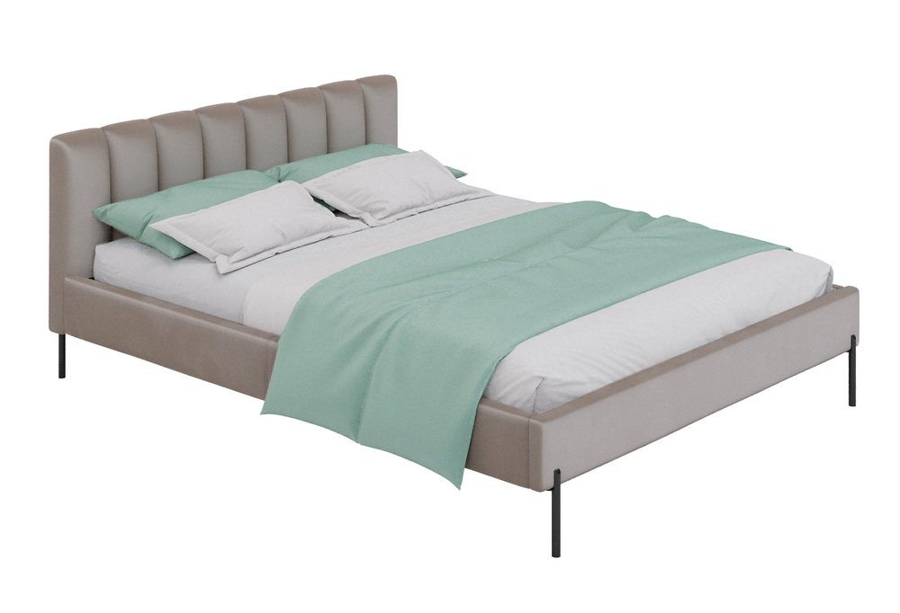 SELSEY Łóżko tapicerowane 160x200 cm Milanno szarobeżowe welur