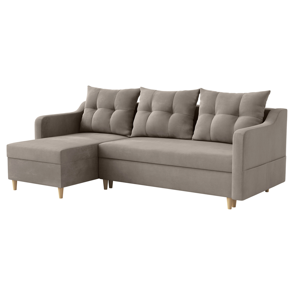 SELSEY Narożnik z funkcją spania Bernial L-kształtny z pojemnikiem uniwersalny beżowy