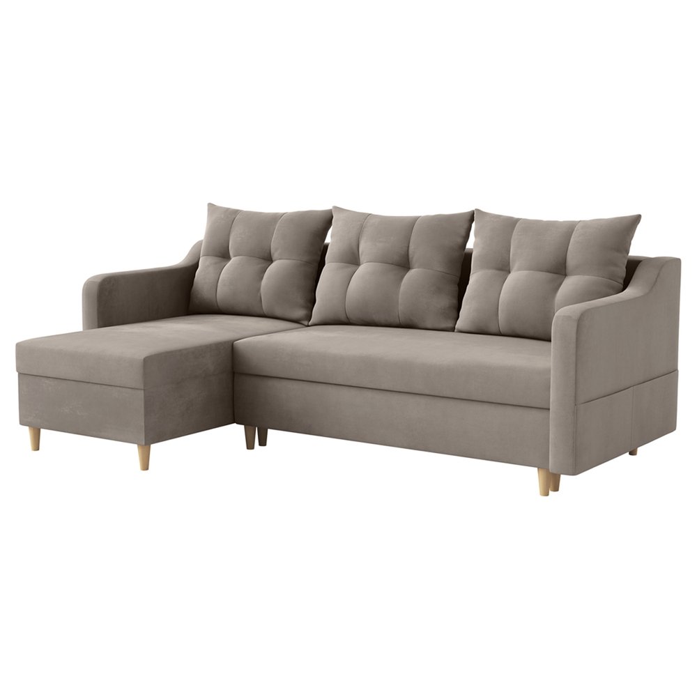 SELSEY Narożnik z funkcją spania Bernial L-kształtny z pojemnikiem uniwersalny beżowy