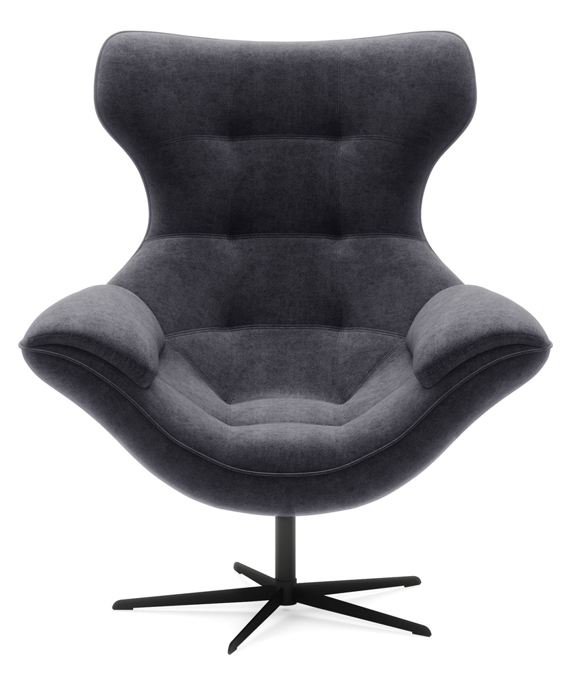 SELSEY Fotel obrotowy Yoggie z podnóżkiem ciemnoszary welur łatwoczyszczący