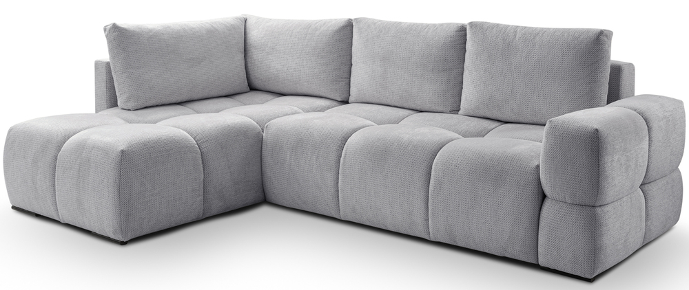 SELSEY Narożnik z funkcją spania Taremi L-kształtny uniwersalny z pojemnikiem szary szenil hydrofobowy