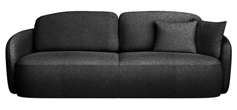 SELSEY Kanapa rozkładana trzyosobowa Savoy z pojemnikiem czarna szenil hydrofobowy