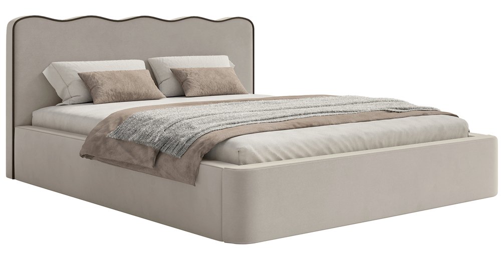 SELSEY Łóżko tapicerowane 180x200 cm Duney z pojemnikiem beżowe welur