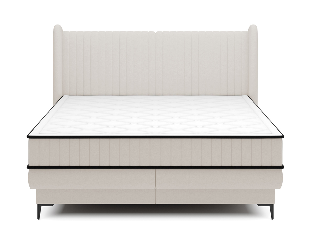 SELSEY Łóżko kontynentalne 180x200 cm Daliano z pojemnikiem kremowy welur