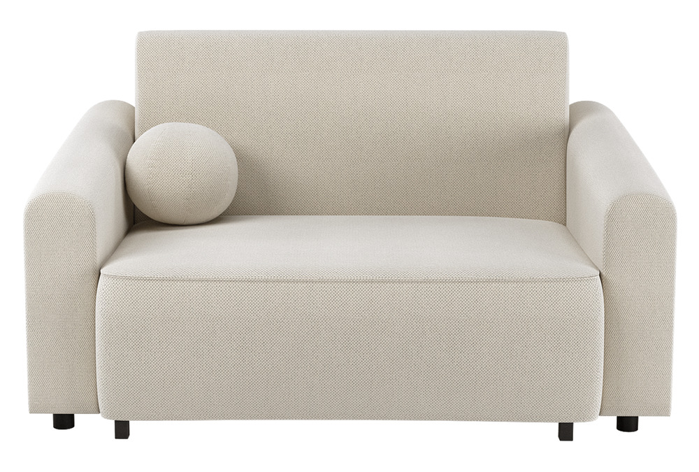 SELSEY Kanapa rozkładana dwuosobowa Stevio 150 cm z pojemnikiem kremowa szenil hydrofobowy