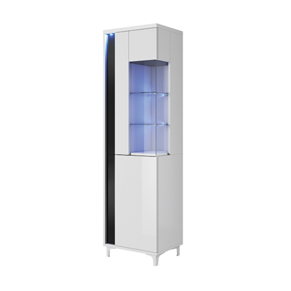 SELSEY Witryna stojąca Mudien z czarną wstawką 50 cm wysoka lewostronna