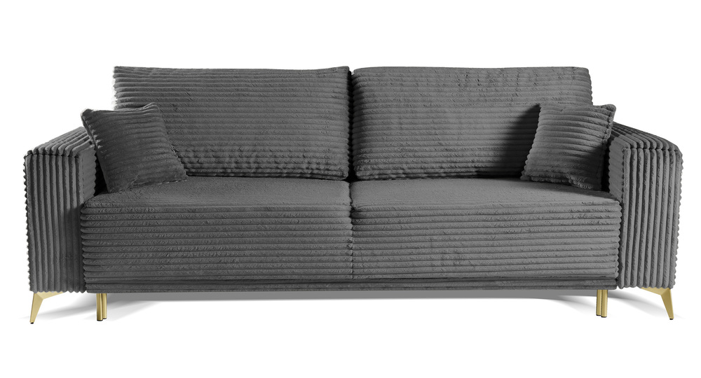 SELSEY Kanapa rozkładana trzyosobowa Jokiranta z pojemnikiem szara gruby sztruks