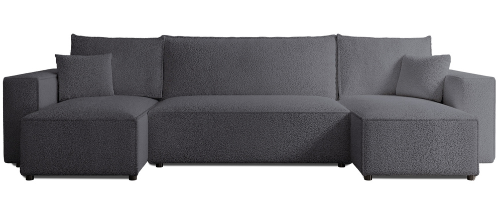 SELSEY Narożnik z funkcją spania Scarlo U-kształtny uniwersalny z pojemnikiem ciemnoszary boucle