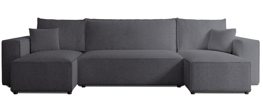 SELSEY Narożnik z funkcją spania Scarlo U-kształtny uniwersalny z pojemnikiem ciemnoszary boucle