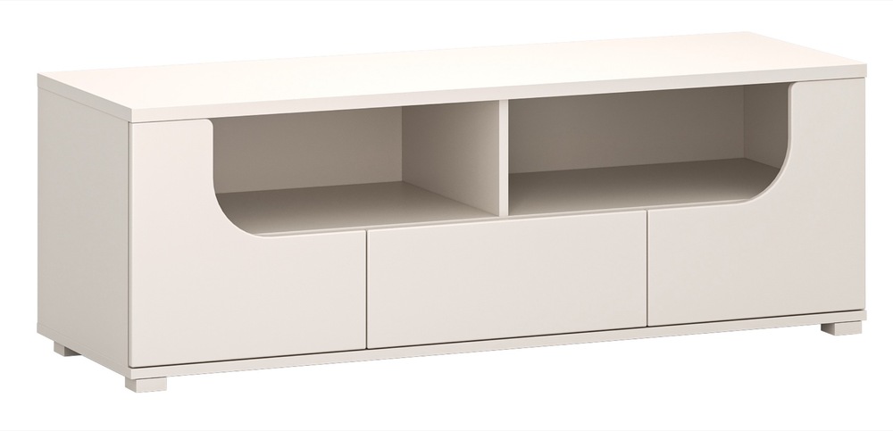 SELSEY Szafka RTV dwudrzwiowa Valles z szufladą i wnękami 130 cm Kaszmir