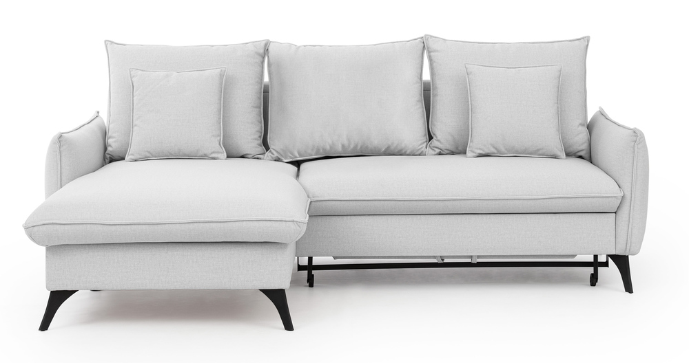 SELSEY Narożnik z funkcją spania Cambiano L-kształtny z pojemnikiem szary w tkaninie łatwoczyszczącej lewostronny