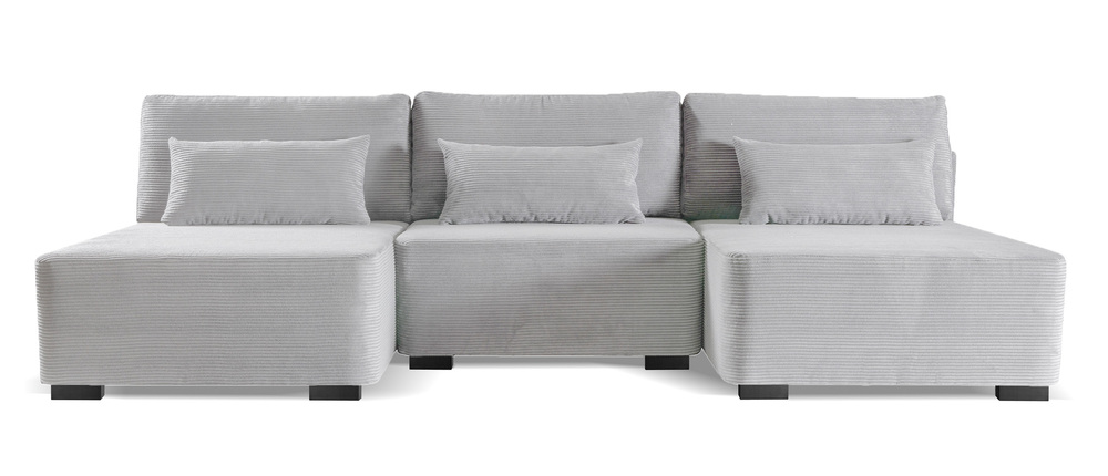 SELSEY Narożnik z funkcją spania Moduliano U-kształtny z pojemnikiem uniwersalny jasnoszary sztruks