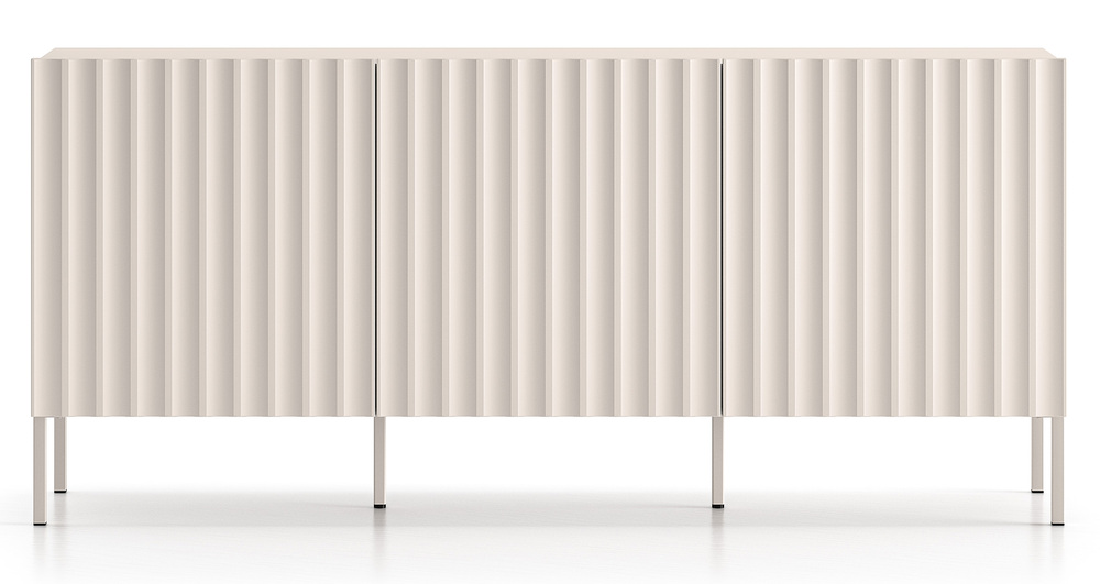 SELSEY Komoda trzydrzwiowa Derriva z ryflowanymi frontami 170 cm kaszmir