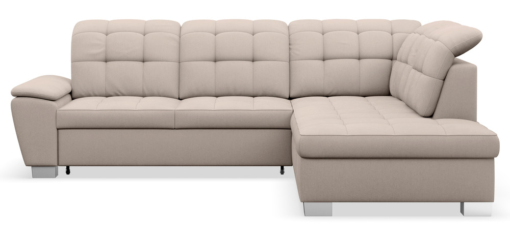 SELSEY Narożnik z funkcją spania Jamaal L-kształtny prawostronny z pojemnikiem beżowy plecionka