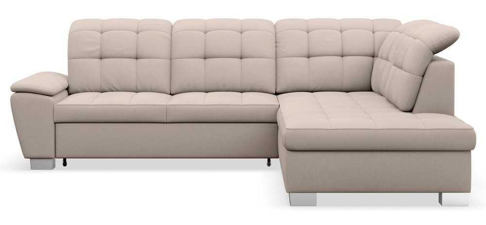 SELSEY Narożnik z funkcją spania Jamaal L-kształtny prawostronny z pojemnikiem beżowy plecionka