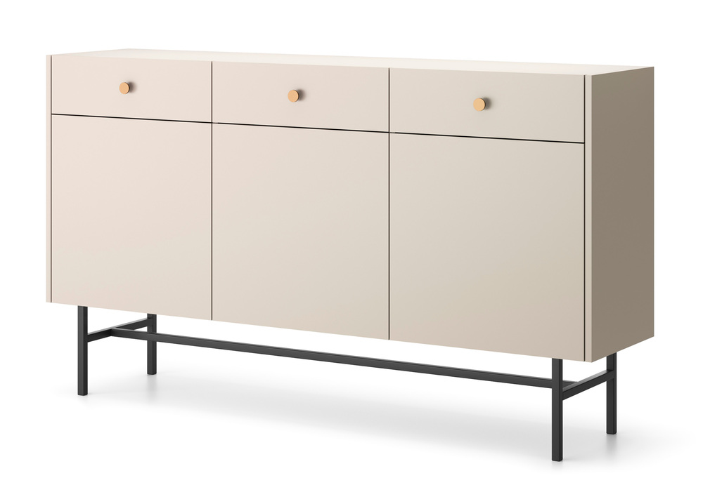 SELSEY Komoda trzydrzwiowa Divenos z szufladami 155 cm Szary beż