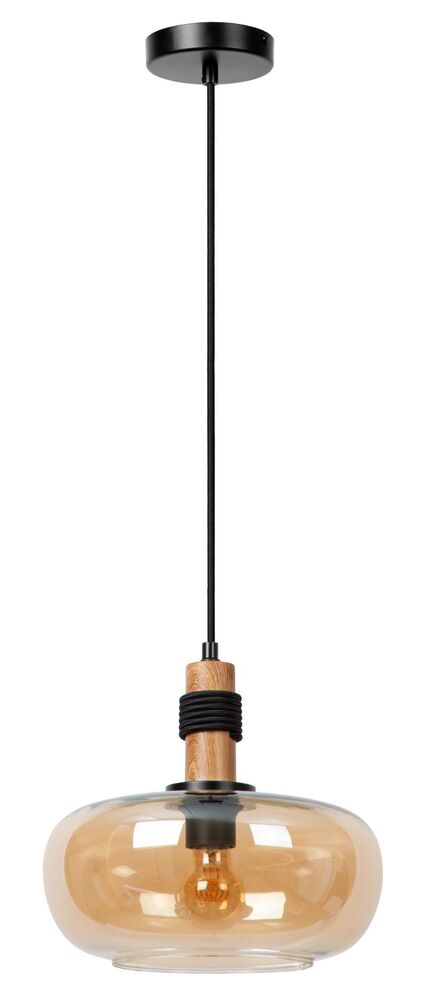 SELSEY Lampa wisząca Ilona 30 cm czarno-brązowa