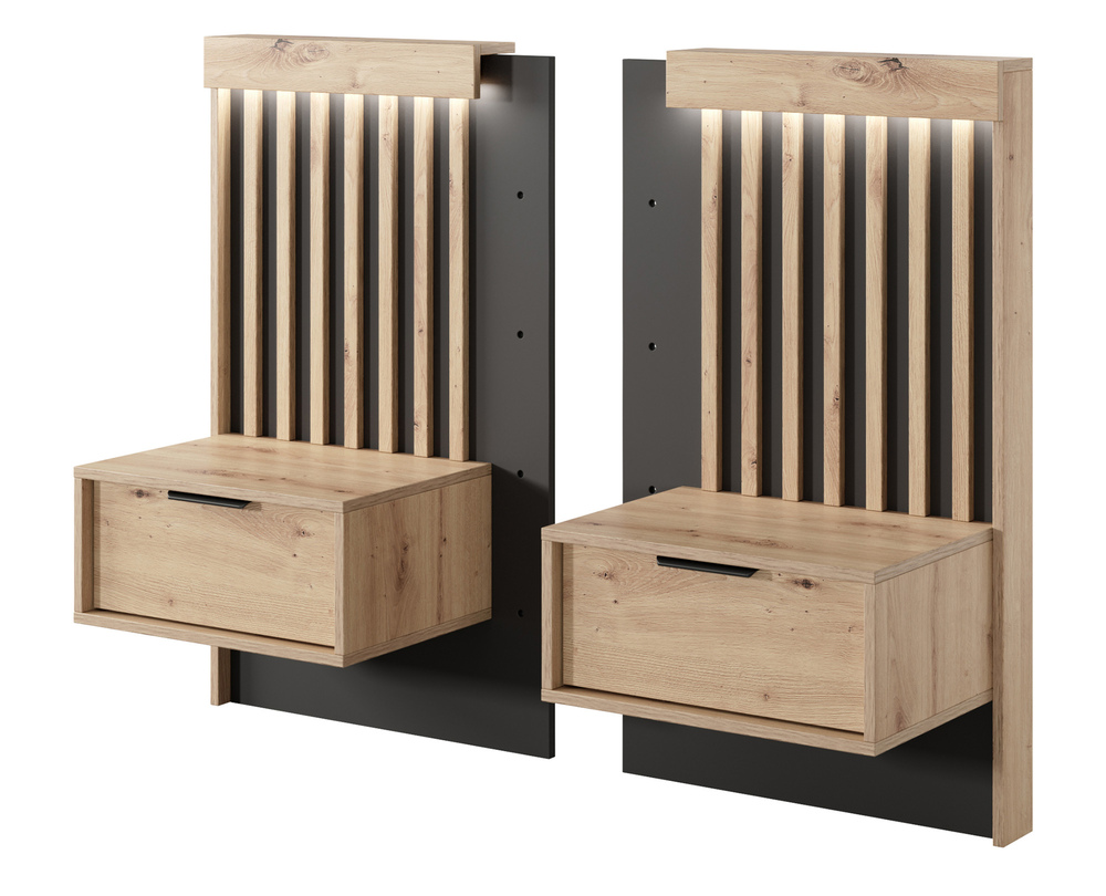 SELSEY Zestaw dwóch szafek nocnych Tukoma 50 cm Dąb artisan / Antracyt