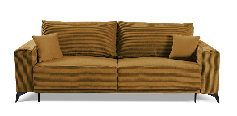 SELSEY Kanapa rozkładana trzyosobowa Jokiranta z pojemnikiem musztardowa sztruks