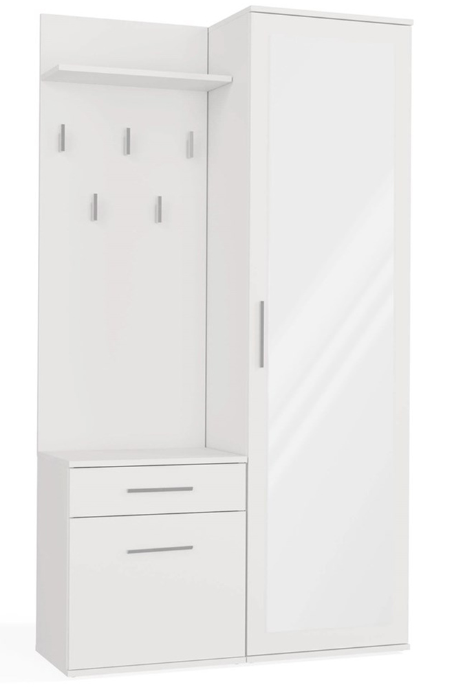 SELSEY Zestaw do przedpokoju Duvio z szafą i lustrem 100 cm biały