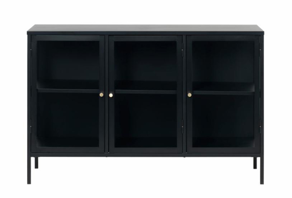 SELSEY Niska witryna metalowa Zeins trzydrzwiowa czarna