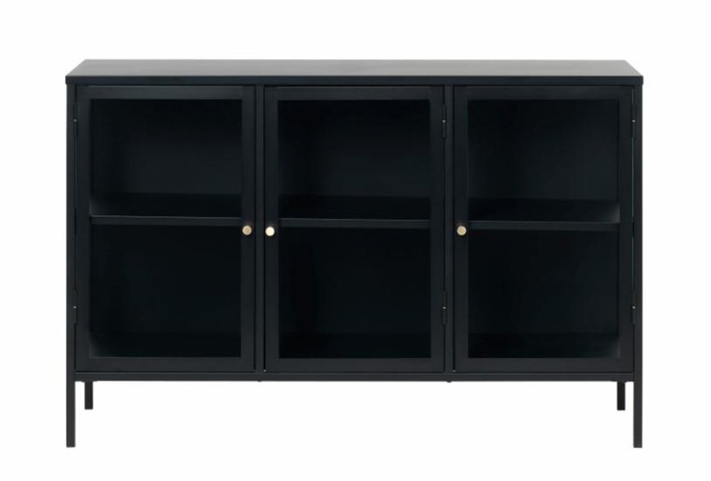 SELSEY Niska witryna metalowa Zeins trzydrzwiowa czarna