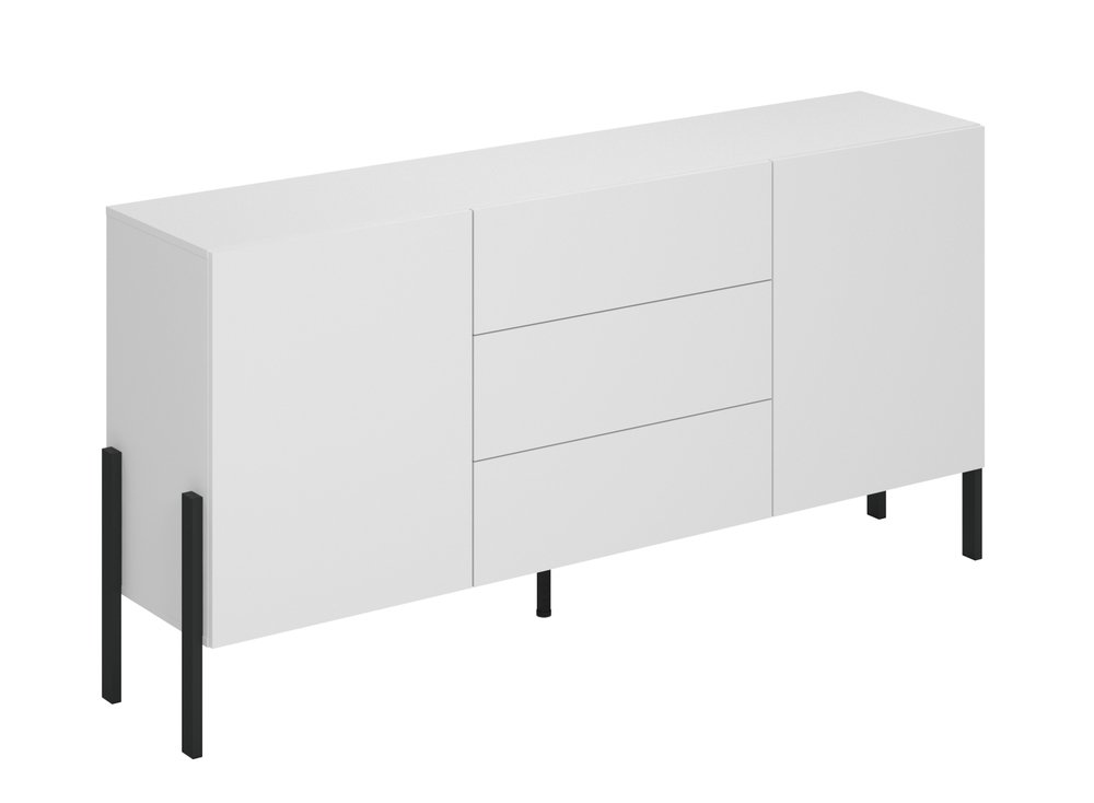 SELSEY Komoda dwudrzwiowa Jukon z trzema szufladami 184 cm Biały