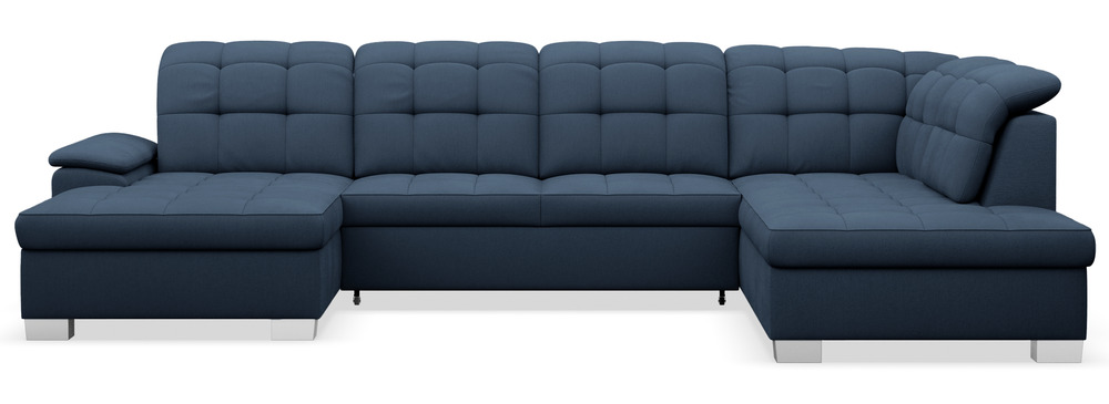 SELSEY Narożnik z funkcją spania Jamaal U-kształtny lewostronny z pojemnikiem granatowy plecionka