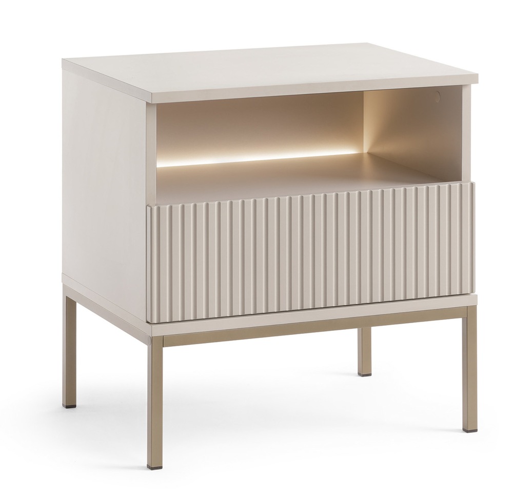 SELSEY Szafka nocna Tosena z szufladą i oświetleniem LED 54 cm Kaszmir