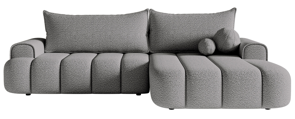 SELSEY Narożnik z funkcją spania Dandelino L-kształtny prawostronny z pojemnikiem szary boucle