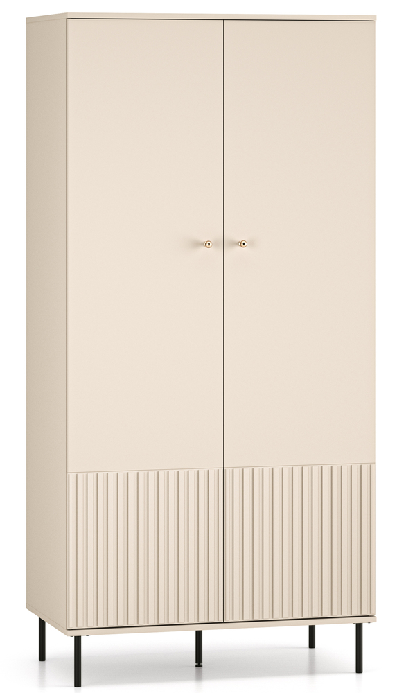 SELSEY Szafa dwudrzwiowa Caletto 92 cm ozdobne lamele beżowa