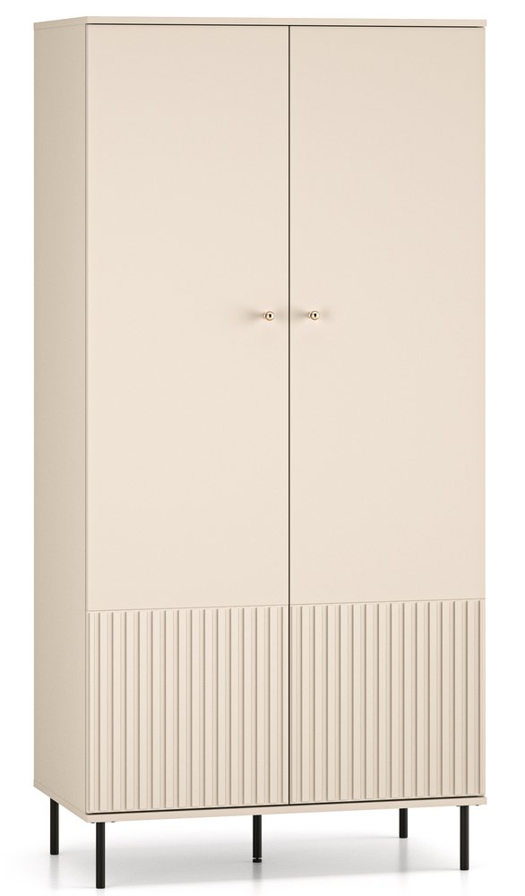 SELSEY Szafa dwudrzwiowa Caletto 92 cm ozdobne lamele beżowa