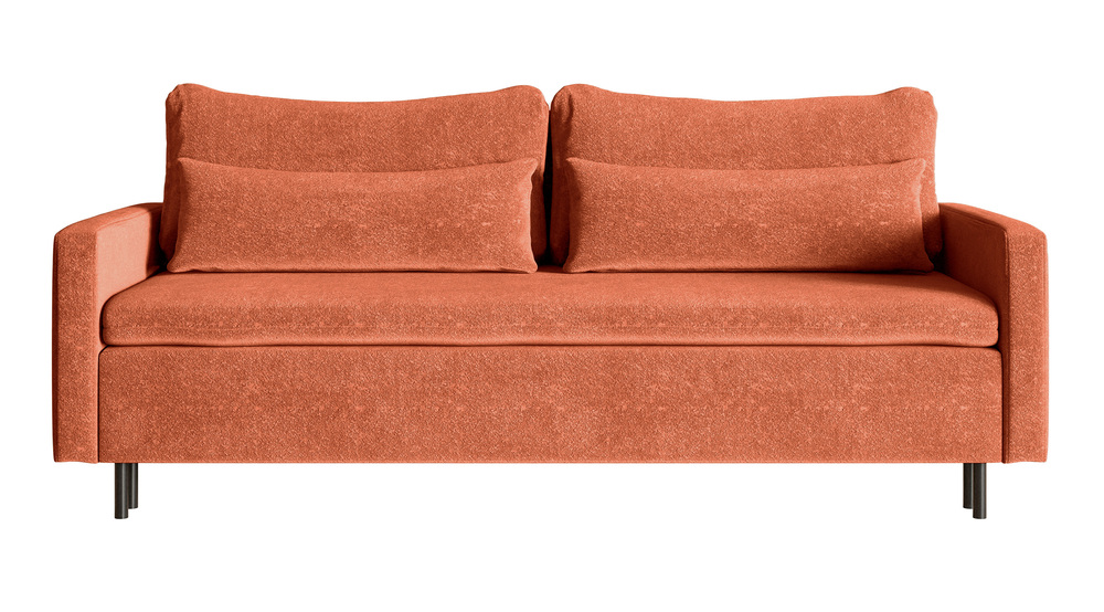 SELSEY Kanapa rozkładana trzyosobowa Umpro z pojemnikiem miedziana boucle