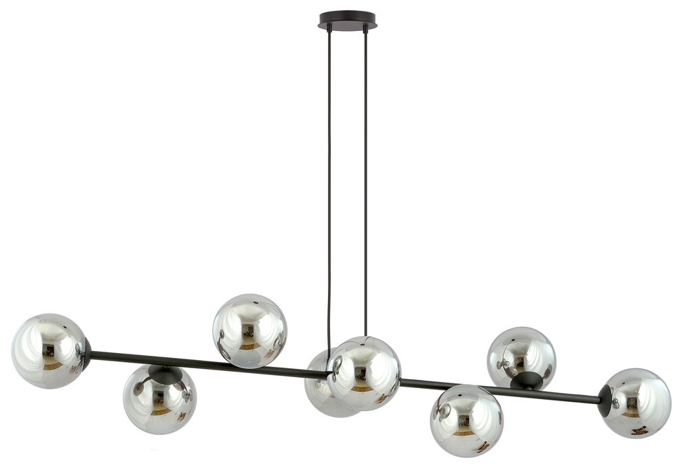 SELSEY Lampa wisząca Sulmona czarna z grafitowymi kloszami x8