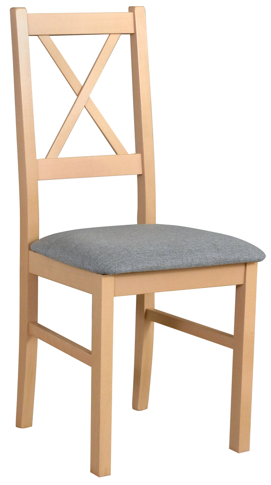 SELSEY Krzesło drewniane do jadalni tapicerowane Trunos szare/dąb sonoma