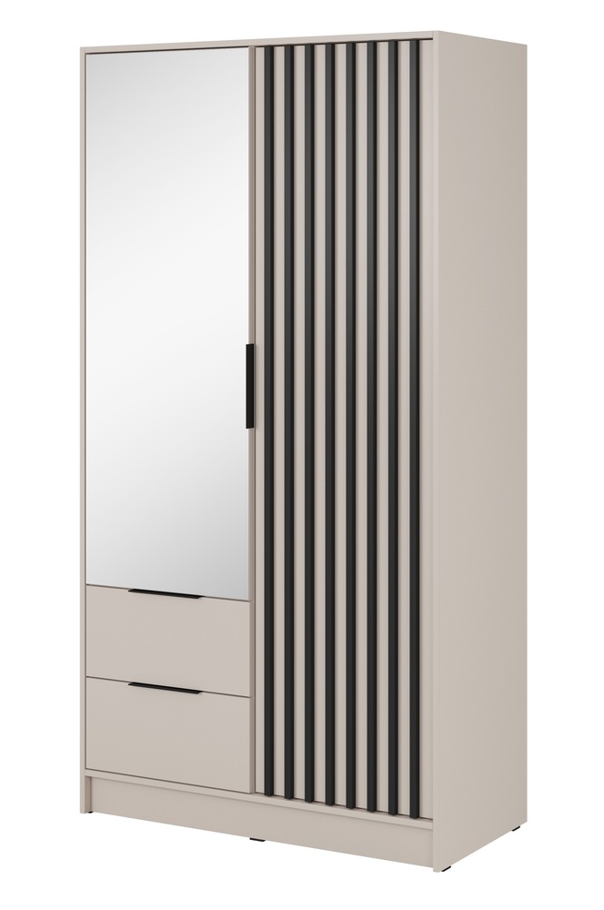 SELSEY Szafa z lustrem Karette dwudrzwiowa kaszmir czarne lamele